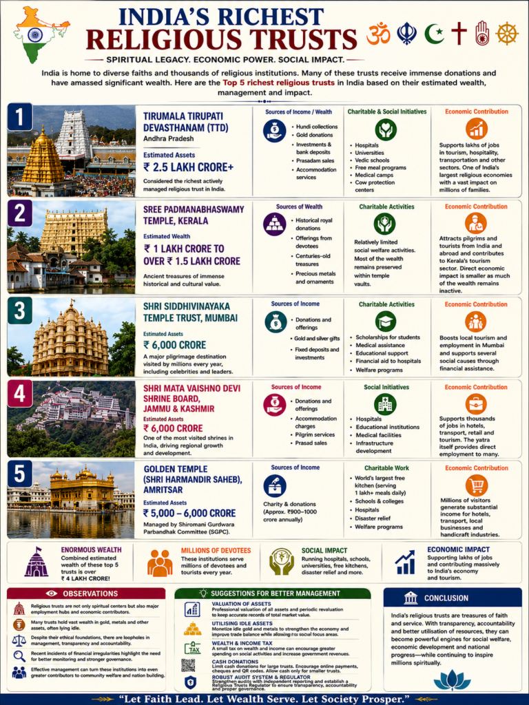 India’s 5 Richest Religious Trusts in 2026: Assets, Wealth & Economic Impact rich trusts 1